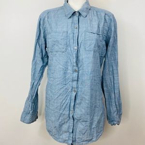 FREE PEOPLE Womens Denim Crochet Back Top Size L